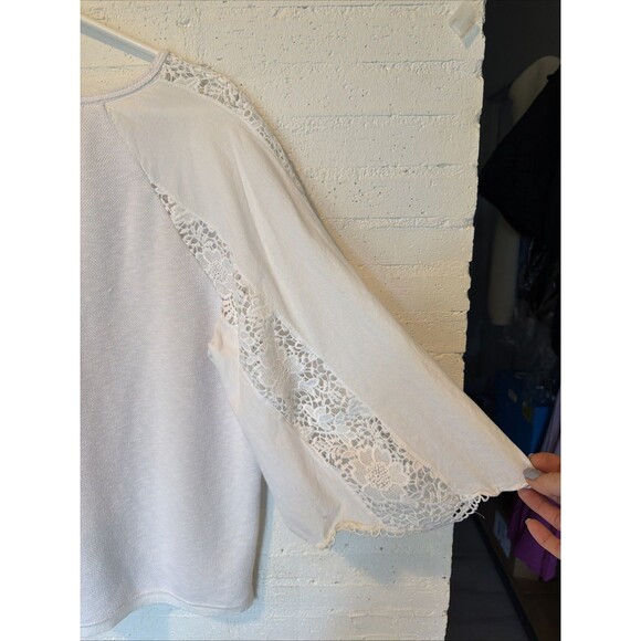 Boho-Chic Fairy Feminine Romantic White Lace Detail Knit Top by I.N.C. Large - Picture 4 of 8